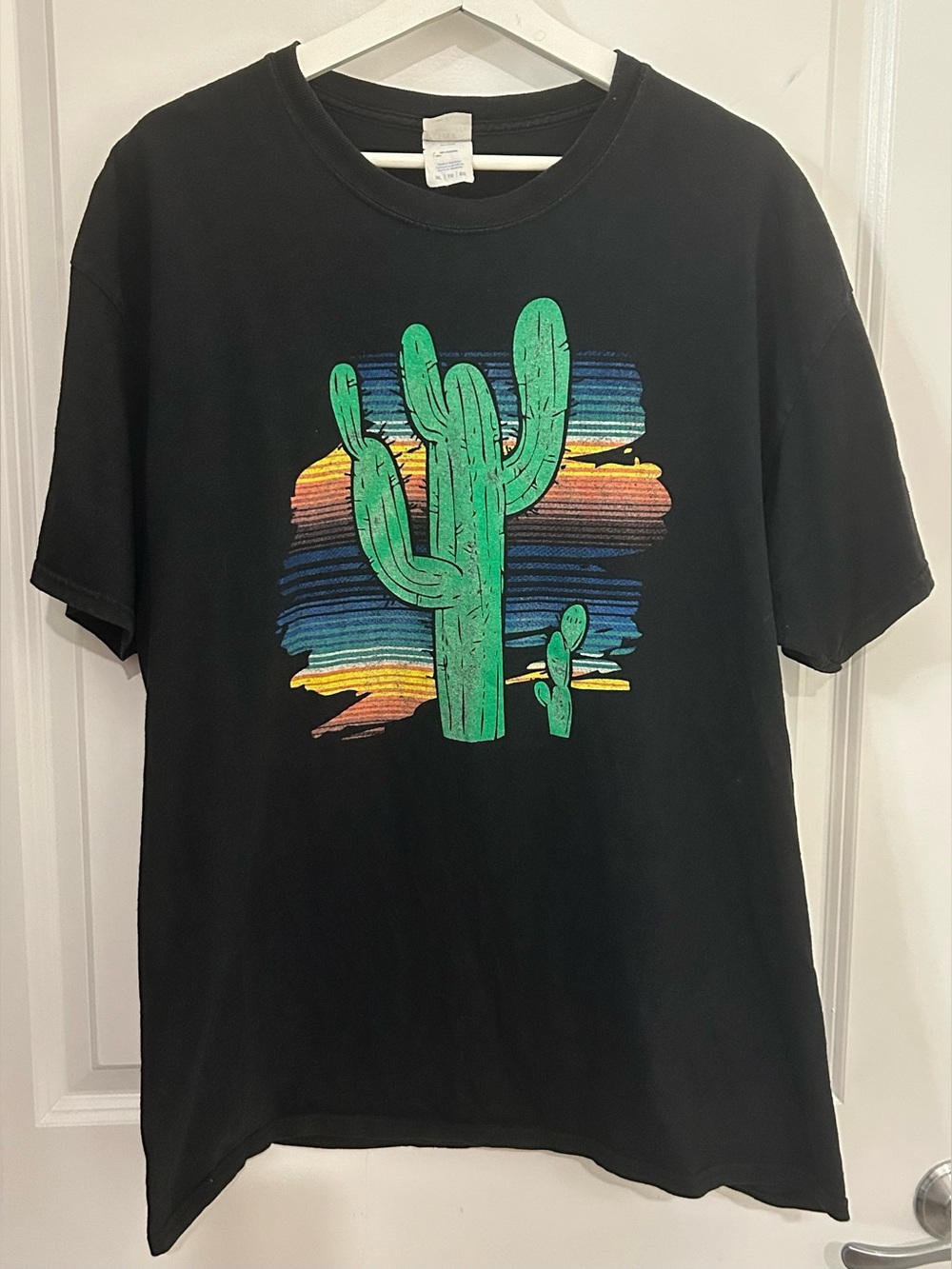 Port & Company Women’s T Shirt Cactus Desert WesternScene Black Vintage XL